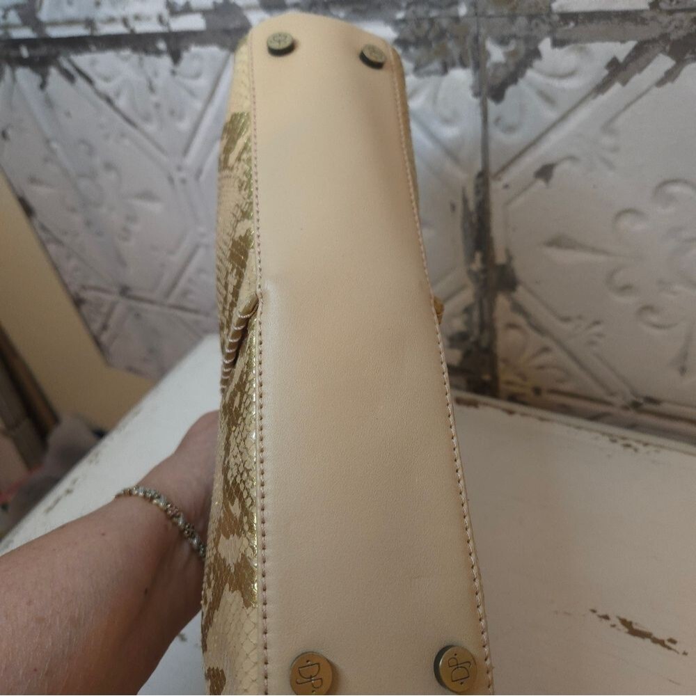 Vintage Donald J. Pliner Bag Animal Print Gold/Pink Metallic Snakeskin Bag - Picture 8 of 16